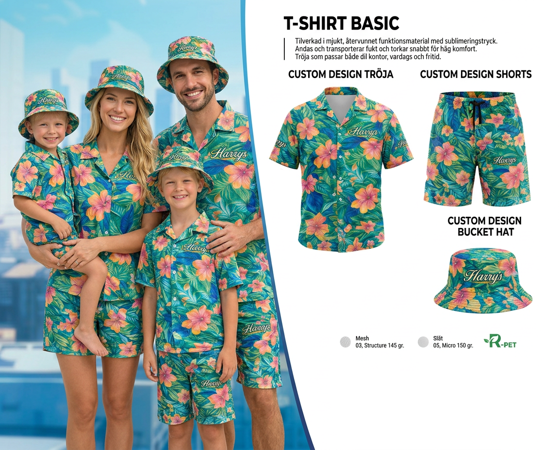 Familj Skjorta med Shorts och Hatt